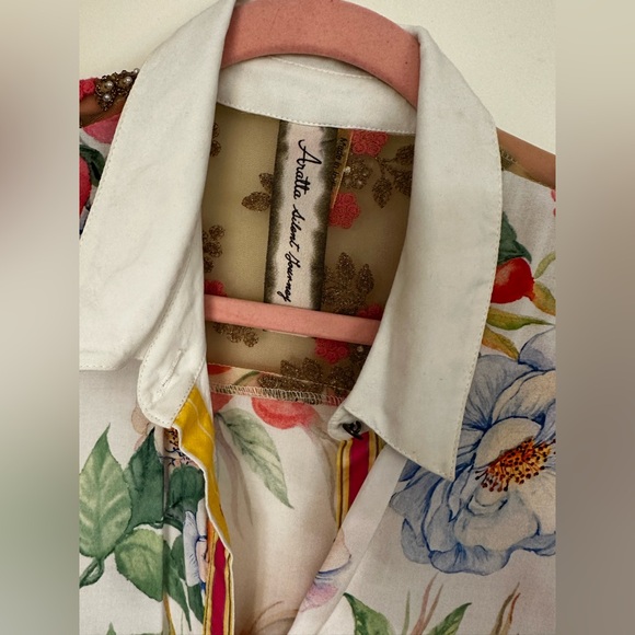 Aratta Floral Button-Up Shirt with Colorful Stripes - Picture 10 of 14